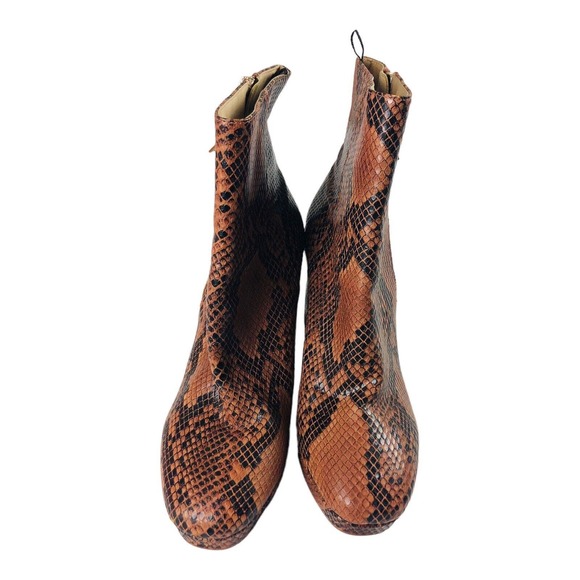 3734 Divided by H&M Womens Brown Faux Leather Snake Embossed Boots Zip 40 8.5 - Picture 4 of 7